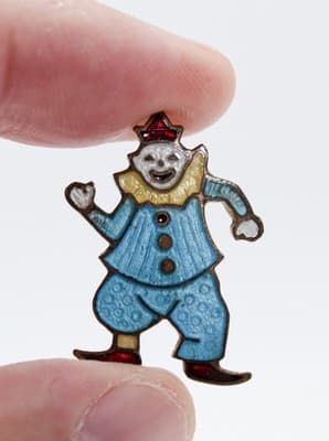 Vintage Hand Crafted Multicolor Enamel Circus Clown Motif Small Pin Brooch - Thumbnail 3