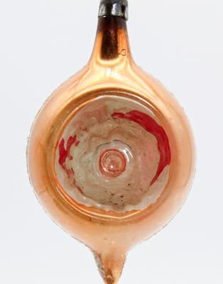 Vtg POLAND Mica Yellow Reflector Circus Teardrop Glass Christmas Ornament - Thumbnail 3