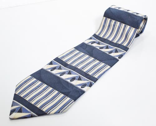HENRY GRETHEL Vintage Blue & Beige Silk Men's Necktie - Thumbnail 3