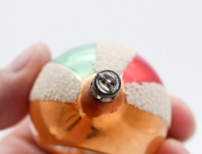 Vtg POLAND Mica Yellow Reflector Circus Teardrop Glass Christmas Ornament - Thumbnail 4