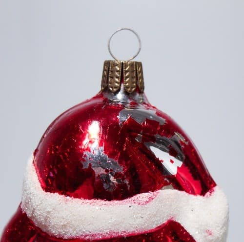 Vintage Old Germany Glass Mercury Santa on Ball Hand Painted Christmas Ornament - Thumbnail 6