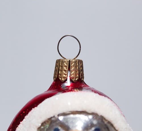 Vintage Old Germany Glass Mercury Santa on Ball Hand Painted Christmas Ornament - Thumbnail 3