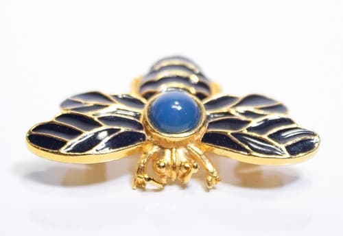 Vintage HMR Enamel Cabochon Stone HERITAGE MUSEUM REPLICA Bumble Bee Brooch - Thumbnail 2