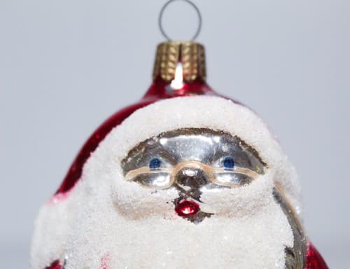 Vintage Old Germany Glass Mercury Santa on Ball Hand Painted Christmas Ornament - Thumbnail 2