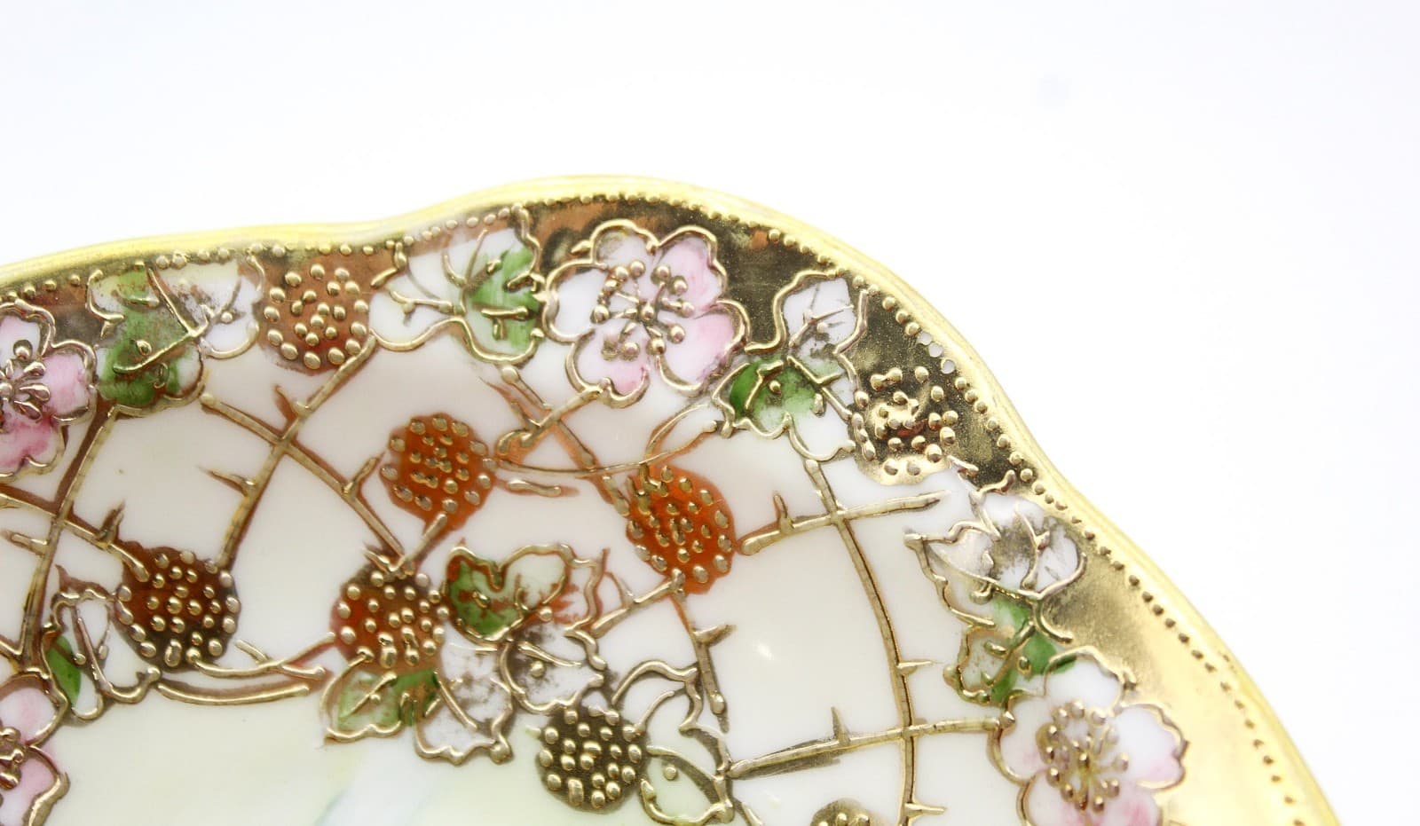 Vintage Hand Painted Nippon Japan Pheasant Bird Gold Gilt Porcelain Serving Dish - Thumbnail 4