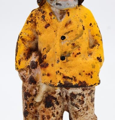 Antique 1910's Cast Iron Old Salt Fisherman Eastern Specialty Doorstop - Thumbnail 3