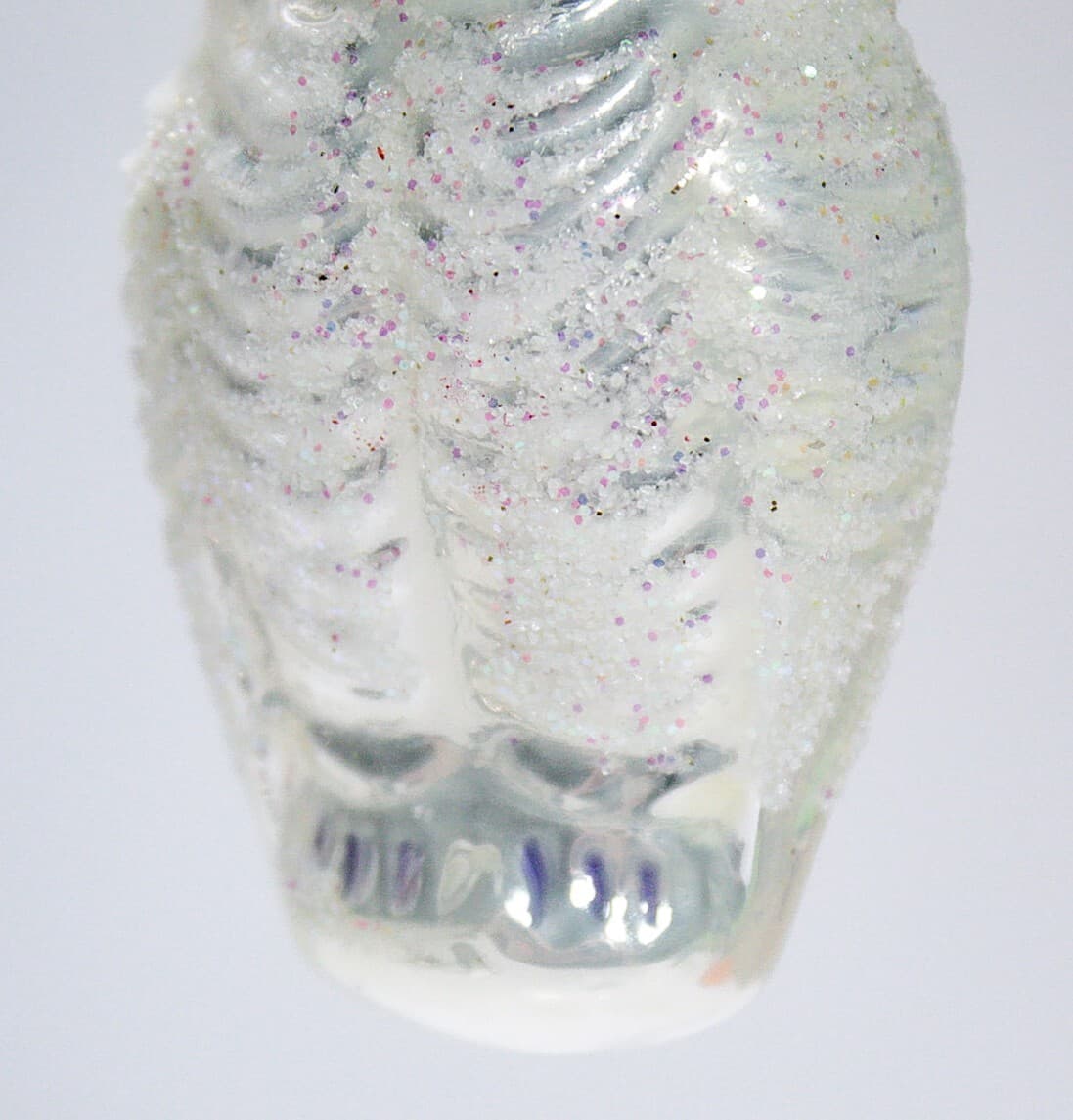 CZECH REPUCLIC Vintage Frosty Mica White Owl Bird Motif Glass Christmas Ornament - Thumbnail 5