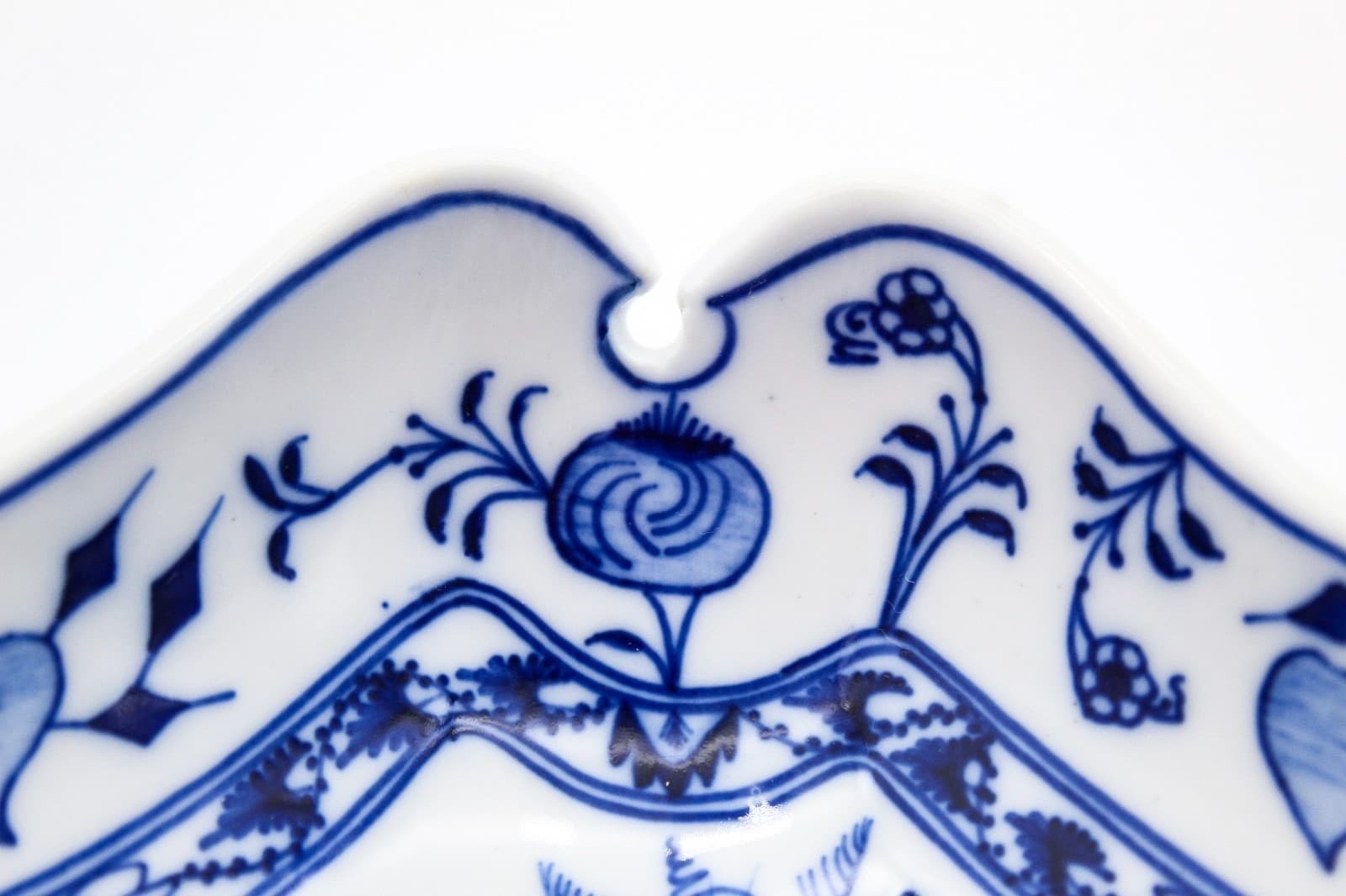 Meissen Germany Antique Blue Onion Pattern Hand Painted Squared Porcelain Bowl - Thumbnail 3