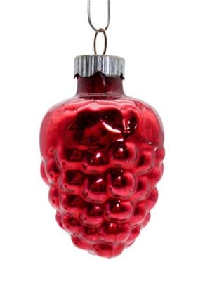 Vtg SHINY BRITE Red Bumpy Grape Cluster Glass Christmas Ornament - Image 1