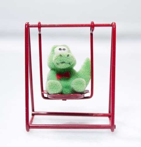 Miniature Dollhouse Dinosaur On Red Swing Figurine Accessory RARE - Thumbnail 4