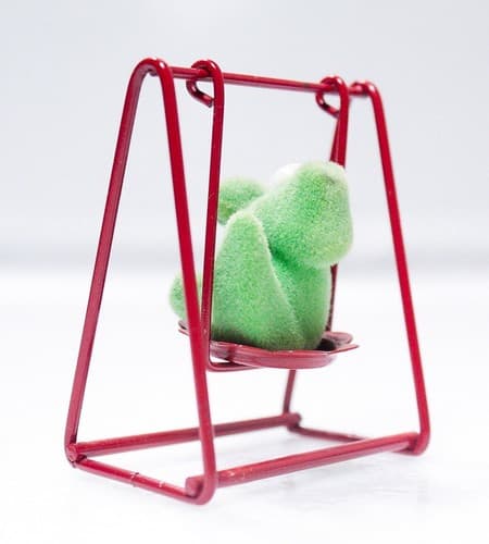 Miniature Dollhouse Dinosaur On Red Swing Figurine Accessory RARE - Thumbnail 5