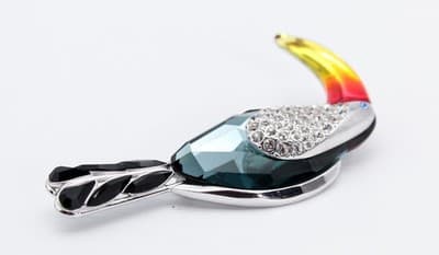 Vtg SWAROVSKI Sterling Silver 925 Crystal Enamel Toucan Bird Pin Brooch - Thumbnail 7