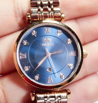 OLEVS Luxury Blue Ceramic Dial Mechanical Ladies Wristwatch - Thumbnail 2