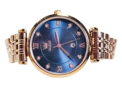 OLEVS Luxury Blue Ceramic Dial Mechanical Ladies Wristwatch - Image 1