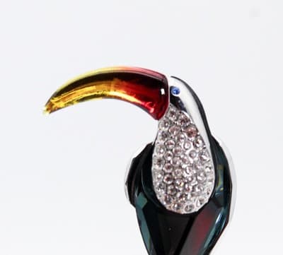 Vtg SWAROVSKI Sterling Silver 925 Crystal Enamel Toucan Bird Pin Brooch - Thumbnail 2