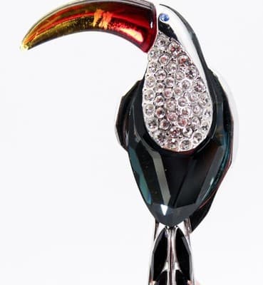 Vtg SWAROVSKI Sterling Silver 925 Crystal Enamel Toucan Bird Pin Brooch - Thumbnail 8