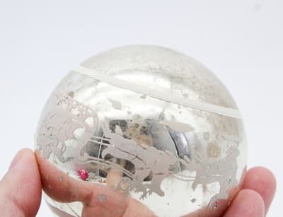 Shiny Brite Silvered Stencil Santa & Reindeer Jumbo Glass Christmas Ornament - Thumbnail 4