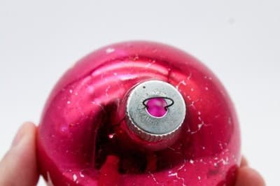 Shiny Brite Hot Pink Star Stencil Jumbo Ball Glass Christmas Ornament Vintage - Thumbnail 2