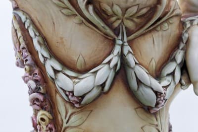 Amphora Turn Teplitz Antique Art Nouveau Monumental Floral & Cherub Putti Vase - Thumbnail 9
