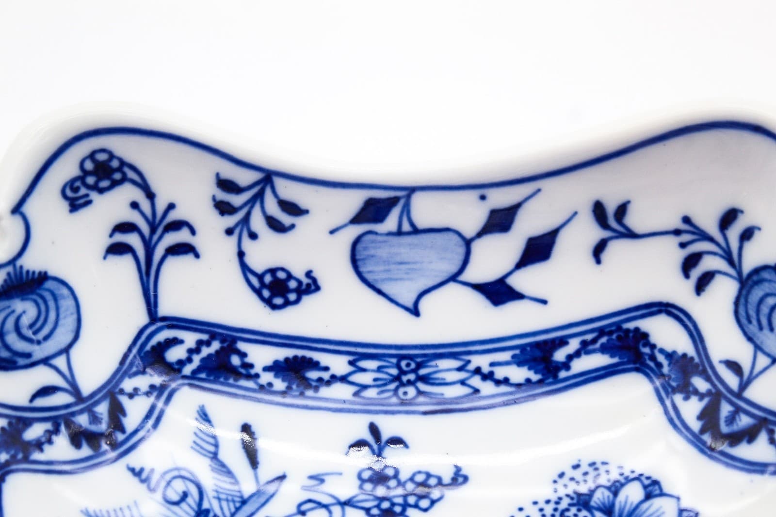 Meissen Germany Antique Blue Onion Pattern Hand Painted Squared Porcelain Bowl - Thumbnail 6