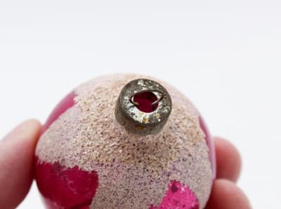 Shiny Brite Vintage Pink Mica Snowcap Ball Glass Christmas Ornament - Thumbnail 3