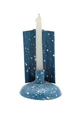 Vintage Dollhouse Miniature Metal Blue Candle Holder Pillar 1:12 RARE