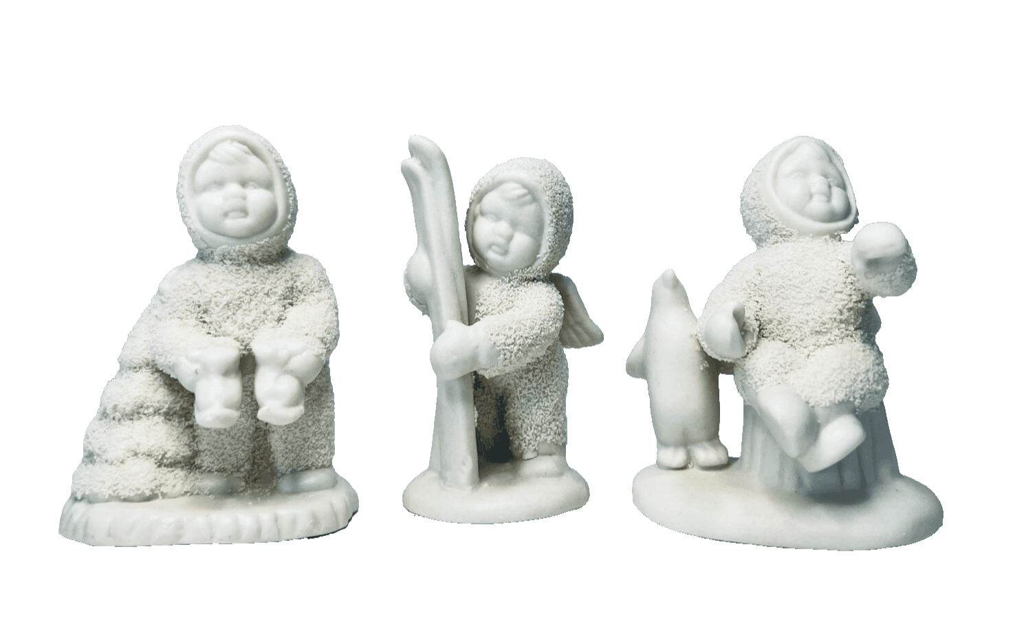Lot of 3 Vintage Starlight White Porcelain Snowbabies Christmas Figurines
