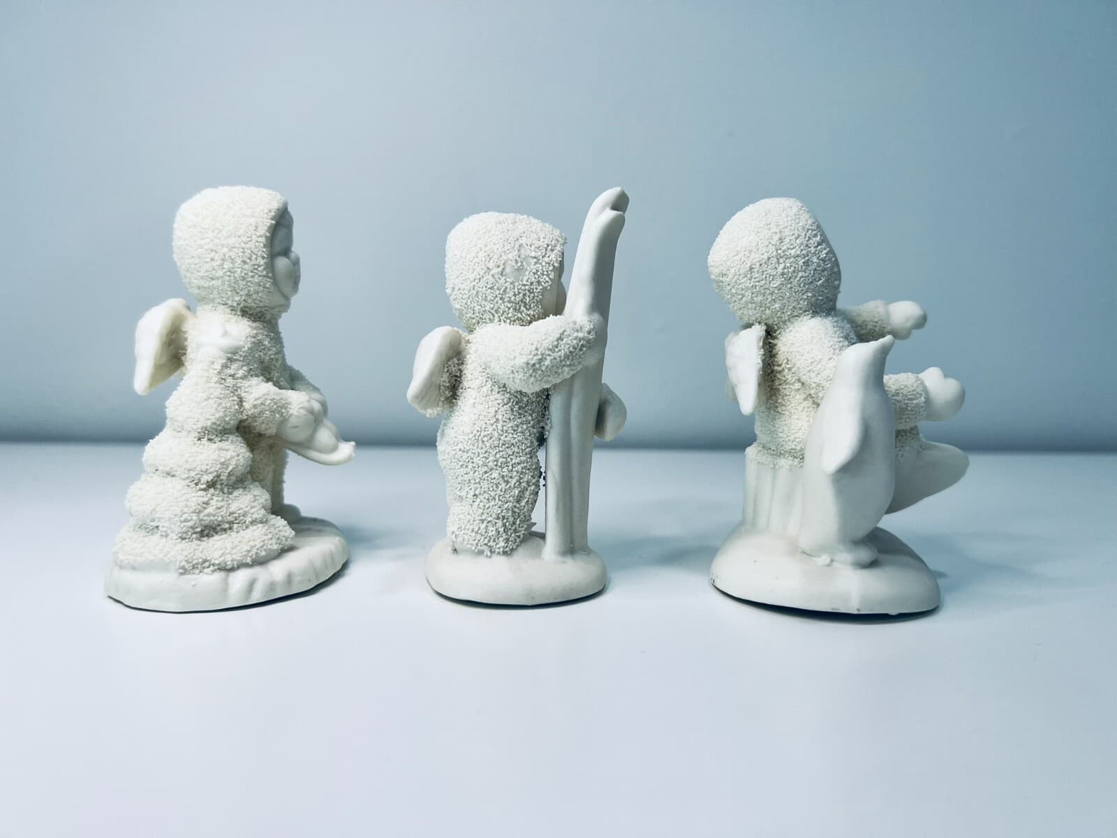 Lot of 3 Vintage Starlight White Porcelain Snowbabies Christmas Figurines - Thumbnail 3