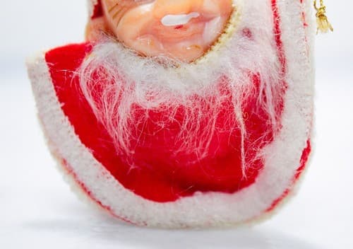 Vintage Pair Santa Bearded Plastic Head Hand Painted Christmas Hanging Ornaments - Thumbnail 5