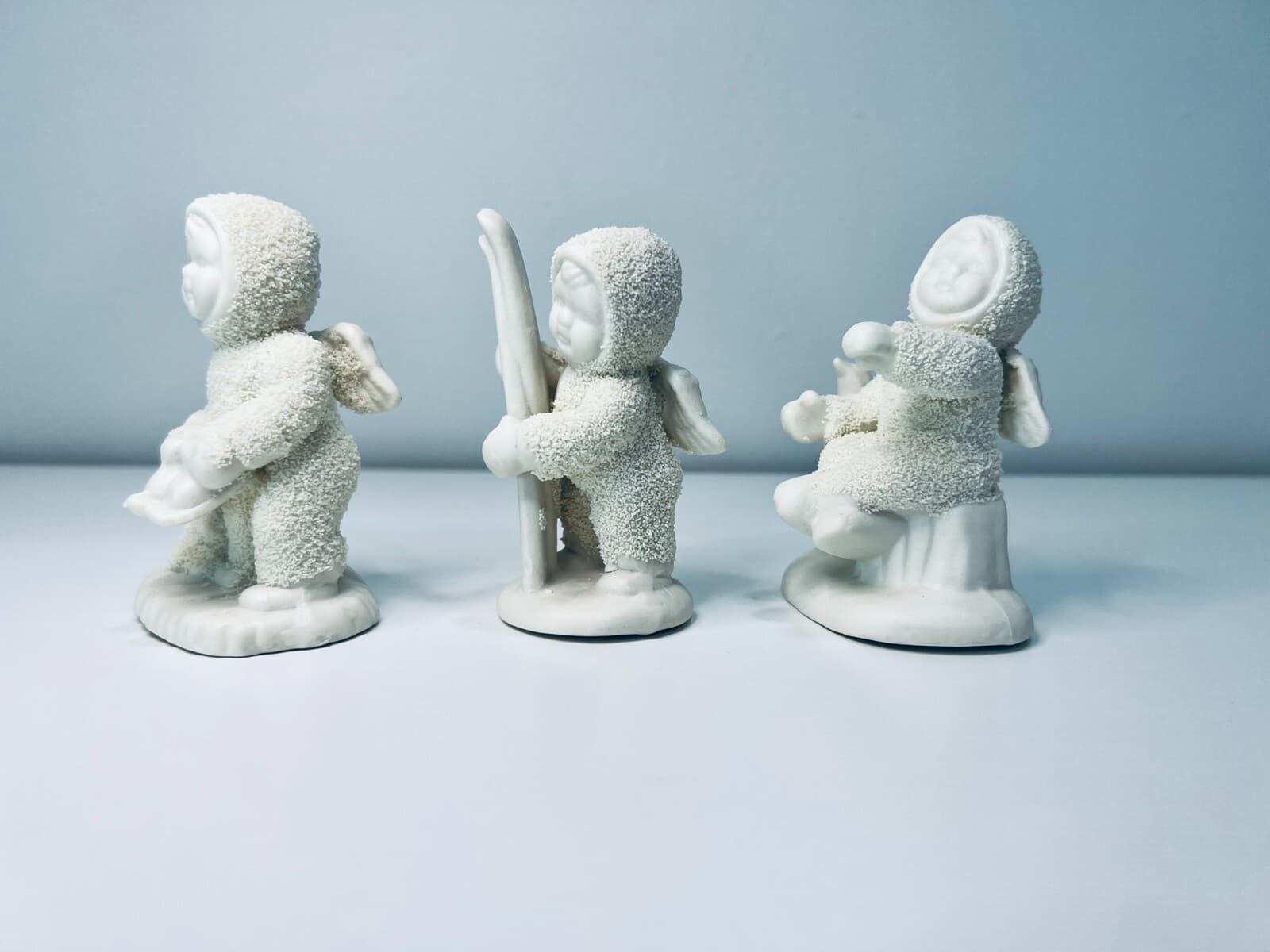 Lot of 3 Vintage Starlight White Porcelain Snowbabies Christmas Figurines - Thumbnail 2