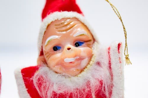 Vintage Pair Santa Bearded Plastic Head Hand Painted Christmas Hanging Ornaments - Thumbnail 2