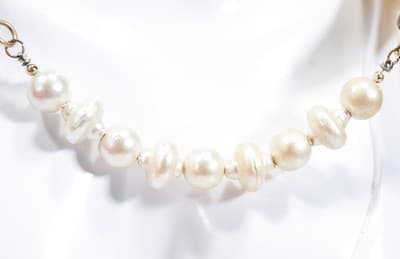 Vintage Brass Crescent Design Faux Pearl Choker Statement Necklace - Thumbnail 5