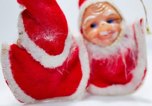 Vintage Pair Santa Bearded Plastic Head Hand Painted Christmas Hanging Ornaments - Thumbnail 7