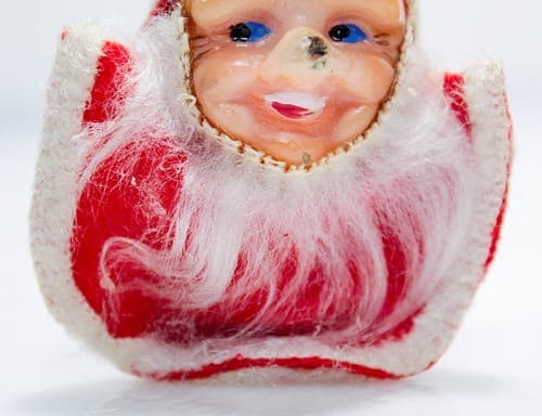 Vintage Pair Santa Bearded Plastic Head Hand Painted Christmas Hanging Ornaments - Thumbnail 3