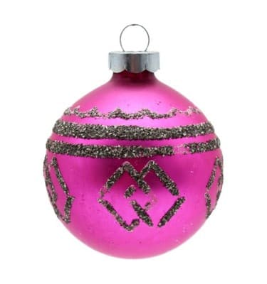 Shiny Brite Vintage Matte Pink Black Mica Ball Glass Christmas Ornament