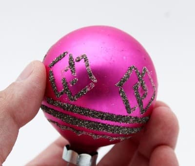 Shiny Brite Vintage Matte Pink Black Mica Ball Glass Christmas Ornament - Thumbnail 4