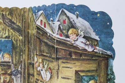 Large Vintage German Winter Festive Nativity Paper Christmas Advent Calendar - Thumbnail 7