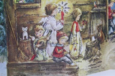 Large Vintage German Winter Festive Nativity Paper Christmas Advent Calendar - Thumbnail 4