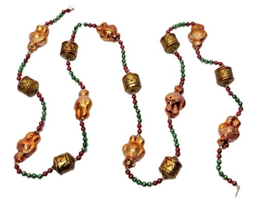 Christopher Radko Drums & Teddy Bears Glass Beaded Tree Garland Strand 72"