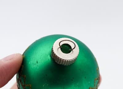 Shiny Brite Vintage Green Mica Decorated Ball Glass Christmas Ornament - Thumbnail 3