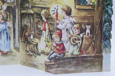 Large Vintage German Winter Festive Nativity Paper Christmas Advent Calendar - Thumbnail 5