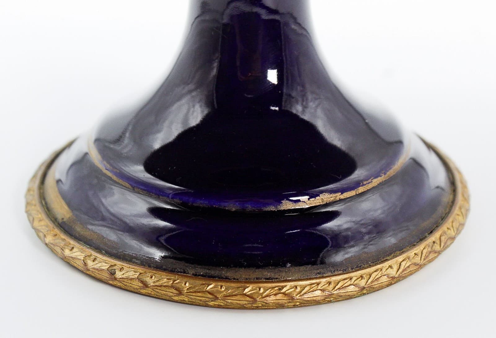 Antique Sevres Courting Cobalt Gilt Porcelain Pedestal Centerpiece Bronze Mount - Thumbnail 5