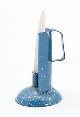 Vintage Dollhouse Miniature Metal Blue Candle Holder Pillar 1:12 RARE - Thumbnail 2