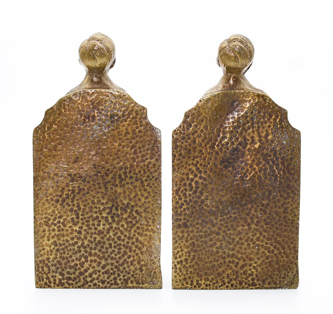 Antique Solid Bronze Whistling Boy Motif Pair Of Figural Bookends 7.25" - Thumbnail 7