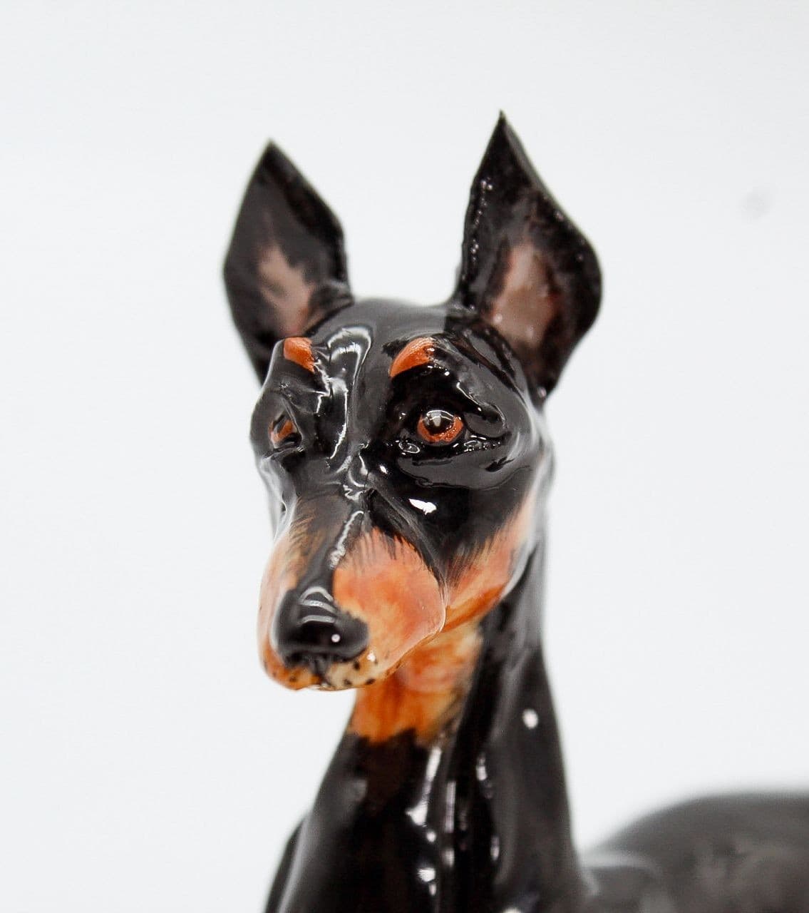 Eve Pearce Handcrafted Sitting Doberman Porcelain Dog Figure Sculpture OOAK - Thumbnail 5
