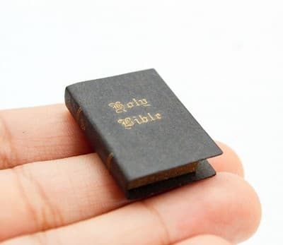 Vintage Dollhouse Miniature "Holy Bible" Book Handmade Accessory 1:12 - Thumbnail 4