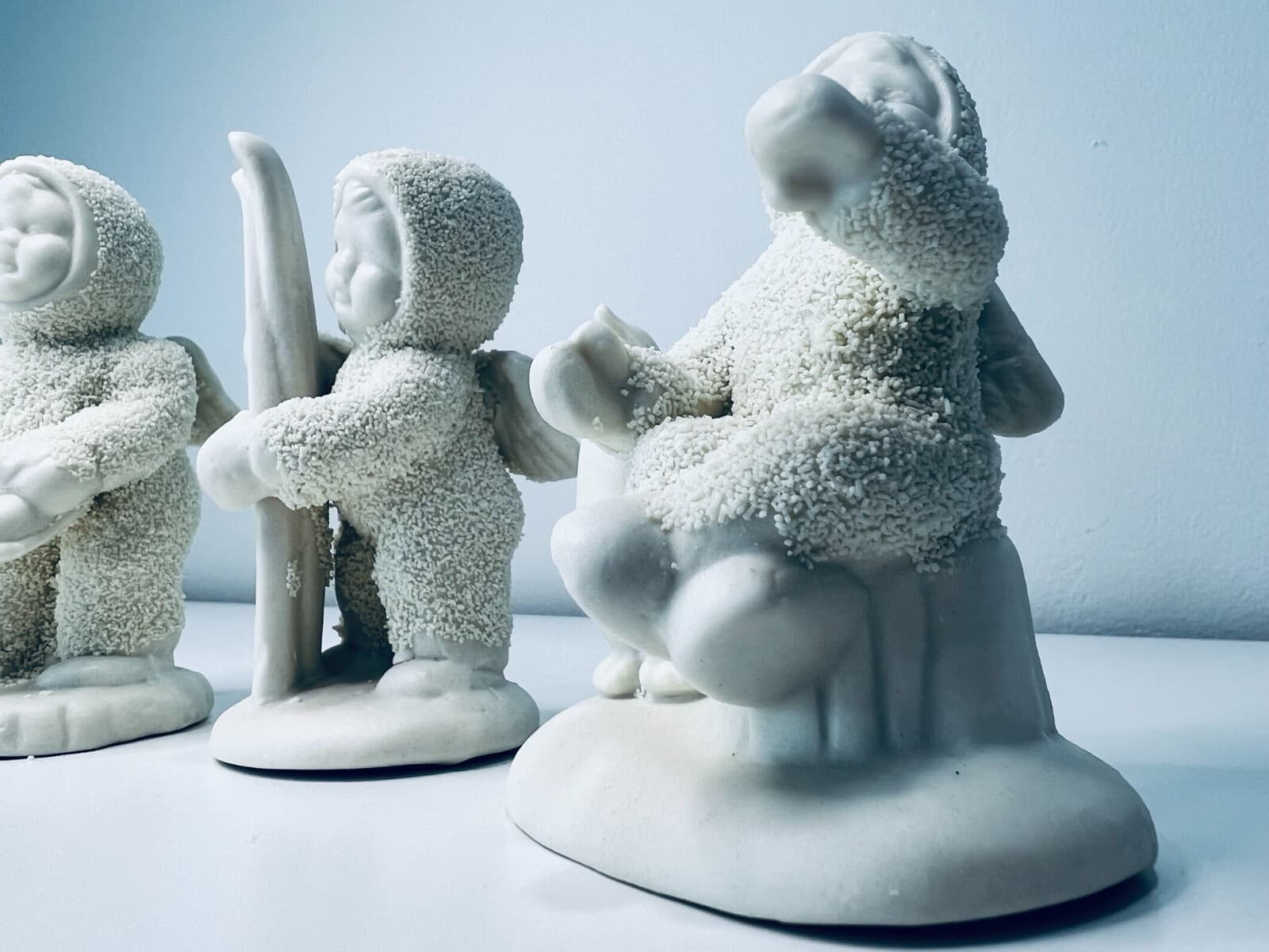 Lot of 3 Vintage Starlight White Porcelain Snowbabies Christmas Figurines - Thumbnail 9