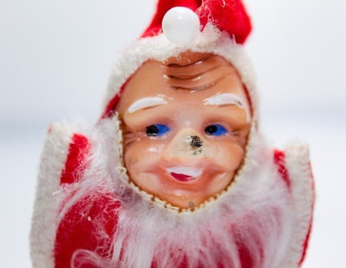 Vintage Pair Santa Bearded Plastic Head Hand Painted Christmas Hanging Ornaments - Thumbnail 6