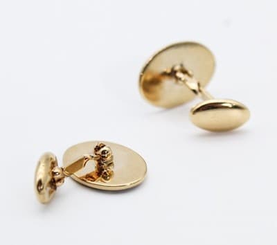 Vintage Gold Toned Enameled Horse Animal Motif Oval Men's Cufflinks - Thumbnail 5