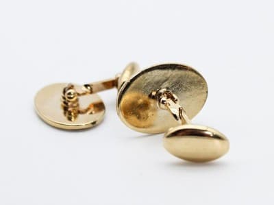 Vintage Gold Toned Enameled Horse Animal Motif Oval Men's Cufflinks - Thumbnail 4